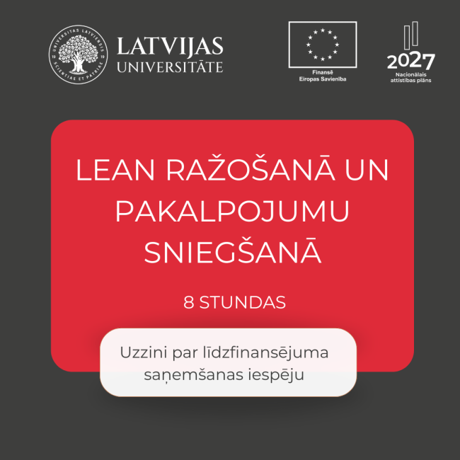 LU VUMC LEAN ražošanā un pakalpojumu sniegšanā