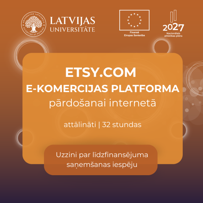 LU VUMC Etsy.com e-komercijas platformas pamatkurss pārdošanai internetā