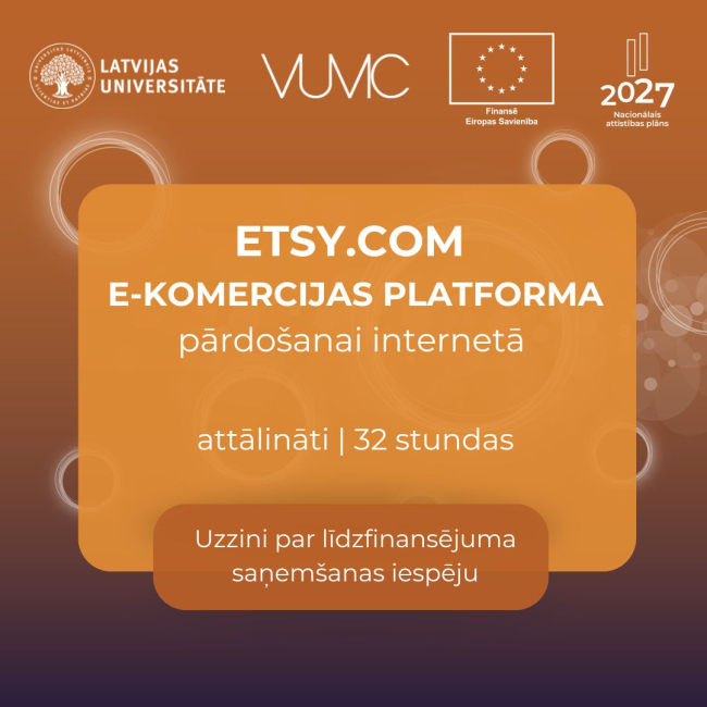 LU VUMC Etsy.com e-komercijas platformas pamatkurss pārdošanai internetā