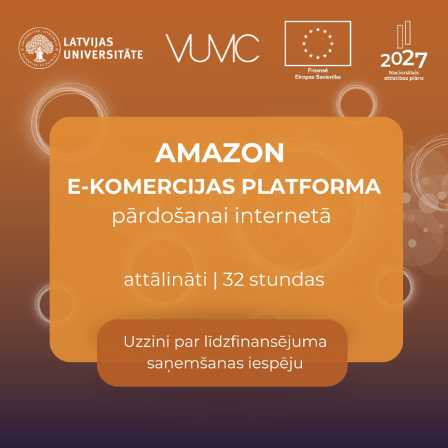 LU VUMC Amazon e-komercijas platformas pamatkurss pārdošanai internetā